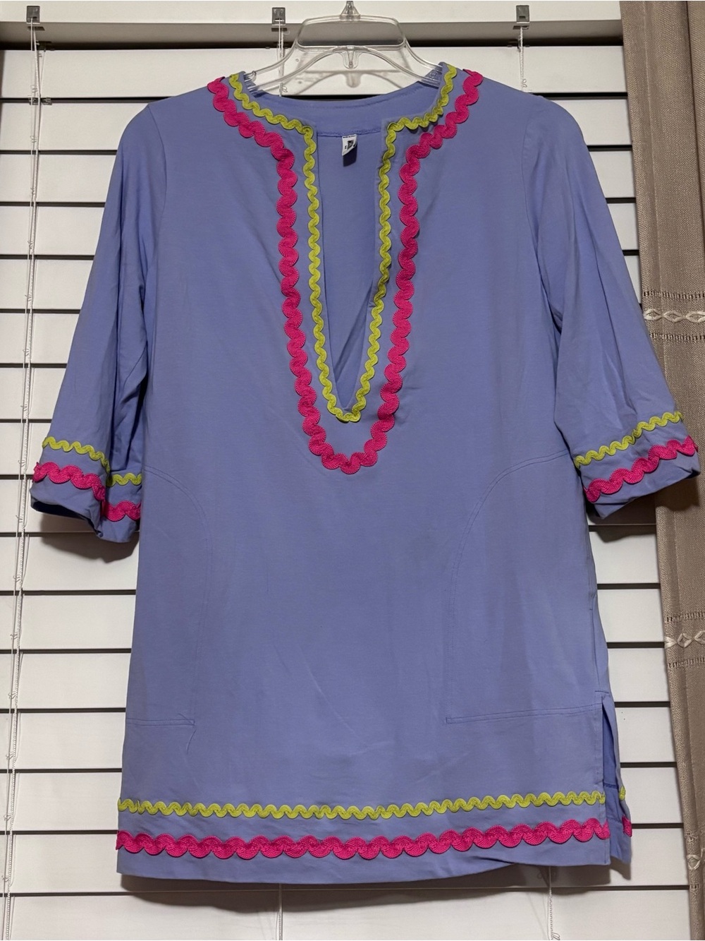 Moschino Mare Rick Rack Lavender Swim Coverup with Pink & Lime Trim